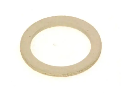 BOSCH Dichtung, rund und flach, aus einem hellen Material. Sie hat ein durchgehendes Loch in der Mitte und wird häufig in technischen Anwendungen eingesetzt.